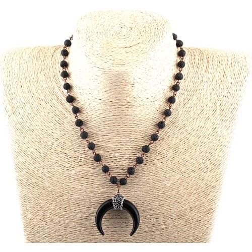 Free Shipping Fashion Bohemian Tribal Jewelry 6mm Semi Precious Stones Pendan Ethnic Necklace