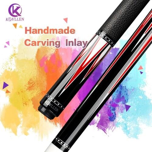 KONLLEN Billiard Cue Stick Carbon Fiber Shaft 13mm Tip Inlay Pool Cue Stick 4 Pieces In 1 Butt Kit with Extension Technolog Kit