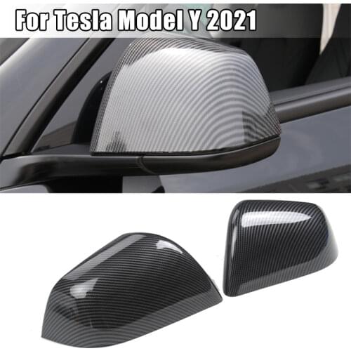 For Tesla Car Side Rearview Mirror Cover for Tesla Model Y 2021 Carbon Fiber Look Mirror Outer Protection Decoration Cover Cap