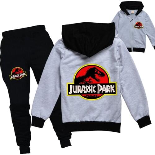 Jurassic Park Anime Childrens Clothing Girls Winter Zipper Coat Kids Fashion Hoodies Boys Dinosaur Hooded Zipper Cardigan Suit