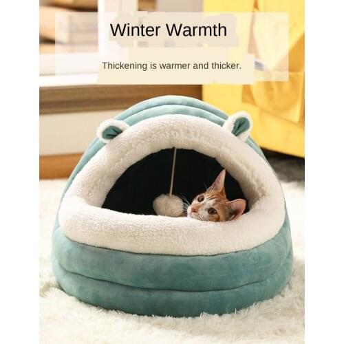 Cat kennel winter warm cat supplies four seasons universal removable and washable closed pet bed house house villa dog kennel