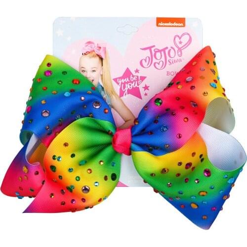 8" Sequin Rainbow Jojo Bow with Hair Clip for Girls Kids Handmade Boutique Knot Jumbo Hair Bow Hairgrips Hair Accessories