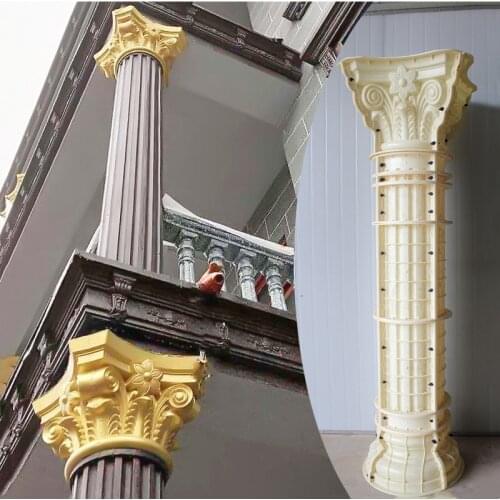 19cm /7.48 in (Internal Diameter) ABS Durable Round Concrete Roman Pillar Column Mold with Flower Leaves Plain Tops Slots Body