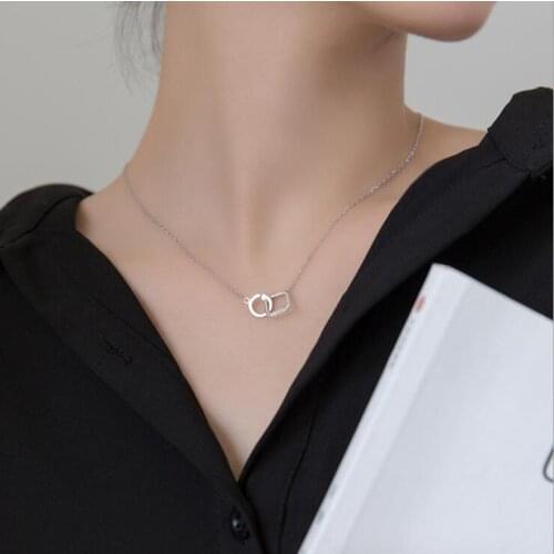 Geometric Silver Pendant Necklace 925 Sterling Silver Pendants Necklaces with Cubic Zirconia