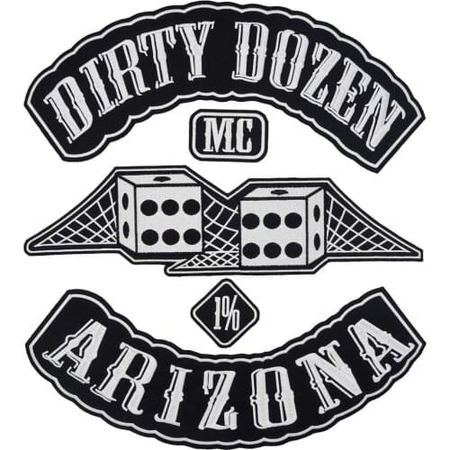 DIRTY DOZEN ARIZONA Embroidered Applique Sewing Label punk Patches Clothes Stickers Apparel Accessories Badge