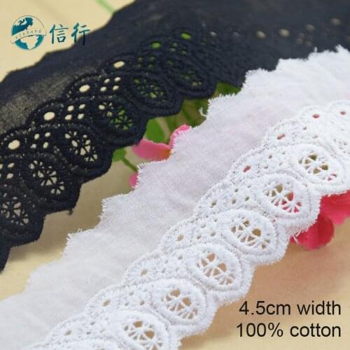 4.5cm width Cotton embroid lace sewing ribbon guipure trims or fabric warp knitting DIY Garment Accessories free shipping#3614