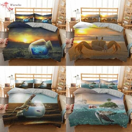 Sunset Bedding Set King Queen Bedclothes For Teens Kid Beach Quilt Cover Duvet Cover Nordic Twin Double Bed ropa de cama 135/150
