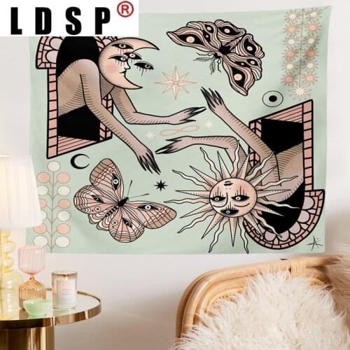 LDSP Sun Moon Boho Hippie Tarot Tapestry Wall Hanging Rugs Background Cloth Beach Mat Blanket Art Bedroom Dorm Home Decor