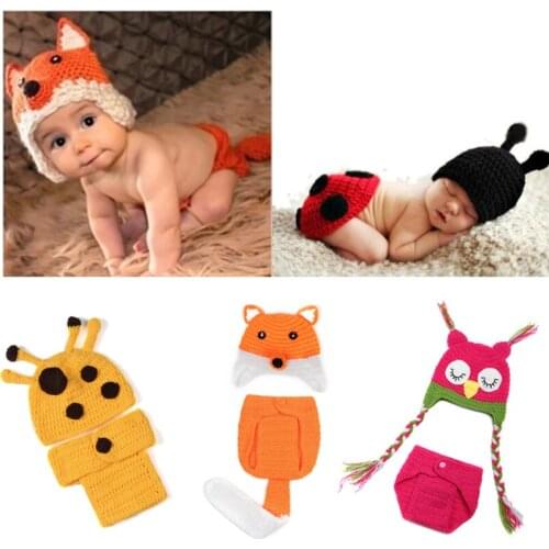 HOT!Newborn Photo Props Crochet Costume Knitted Baby Hat Sets Newborn Baby Animal Photography Props Accessories