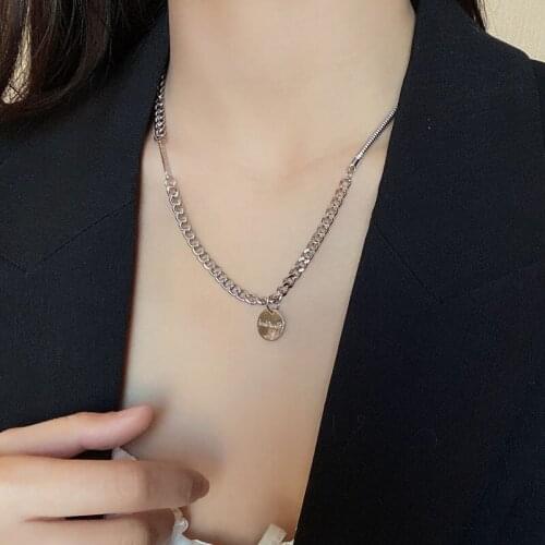 Letters Pendant Metal Hiphop Necklace Aesthetic Stylish Long Necklace