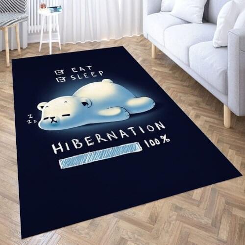Cute Bear Hibernation Carpet for Living Room 3D Anime Cartoon Rug Gamer Teen Room Bedside Lounge Rug Kids Children Floor Mats