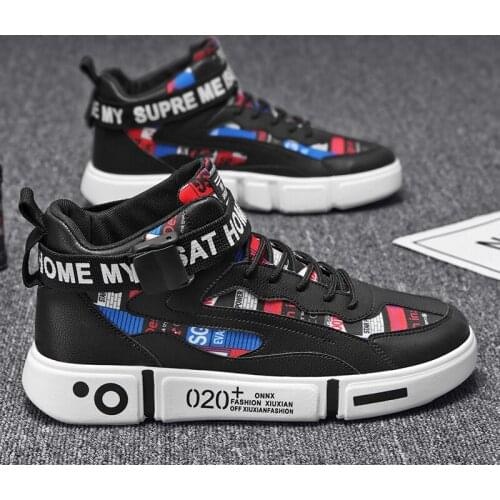 Fashion Kids Sneakers High Top Leather Hip Hop Shoes For Children Comfortable School Skateboard Sneakers Toddlers Boys Shoes