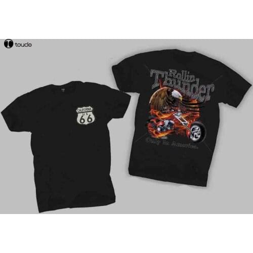 Shirt Mens 2019 New Tee Shirts Printing Rollin Thunder Chopper T-Shirt Rocker Biker Us America Motorcycle Fans Eaglecool Shirts