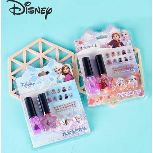 Disney Frozen Nail Set Nail Polish Girls Makeup Play House Toys 4 PCS/lot Ring Sticker Peripheral Products for Kid Birthday Gift