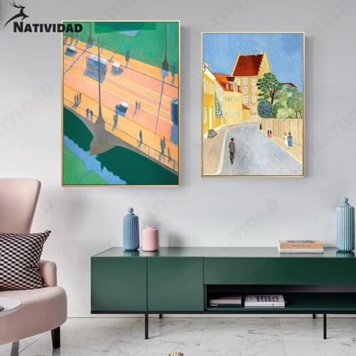 City Street Oil Painting Canvas Painting Art Wall Decor Modern Cartoon Humanistic Landscape Wall Stickers Poster Bedroom Decor