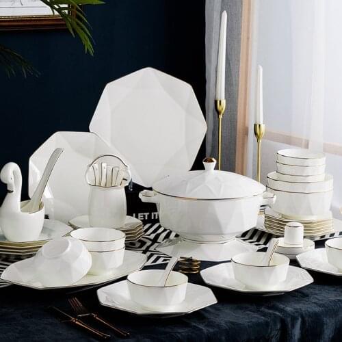 Bone porcelain tableware set European-style minimalist Jingdezhen ceramic dishes disc chopsticks set