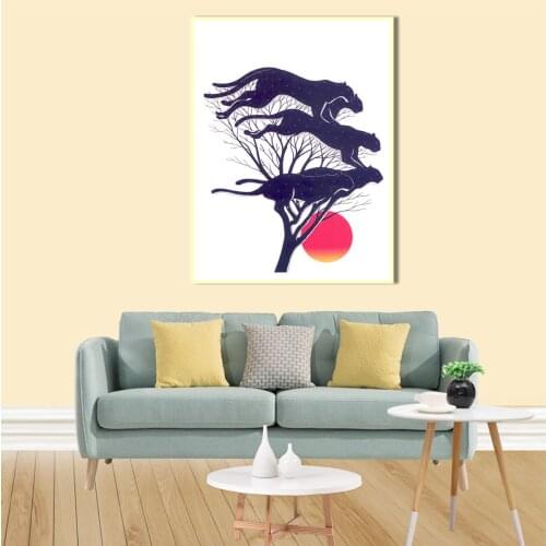 Leopard Branch Hanging Picture Poster Canvas Print Painting Wall Art Living Room Home Decoration