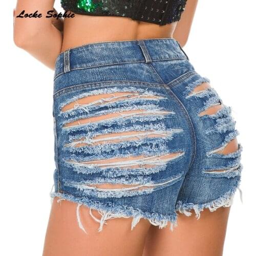 1pcs High waist Sexy Womens jeans denim shorts 2021 Summer Fashion Denim broken hole Ladies Skinny cotton super short jeans
