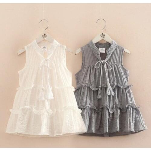 Baby Girls Dress Stylish Korean Ruffled Sleeveless Princess Dress High-quality Cotton Kids Dresses For Girls 2-7 Y Baby Dress