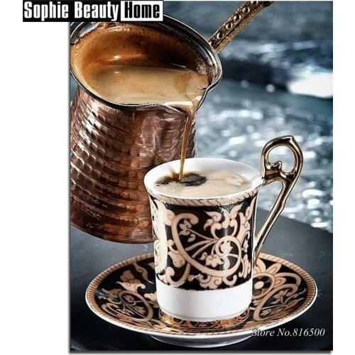 Full Drill Diamond 5D DIY Diamond Painting Fresh Coffee Diamond Embroidery Cross Stitch Rhinestones Mosaic Patterns 061207