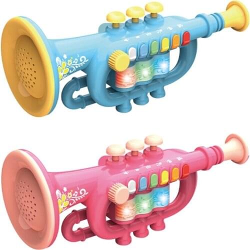 Trumpet Instrument Musical Toy, Children Simulation Trumpet Early Educational Musical Instrument Toys with Music Light
