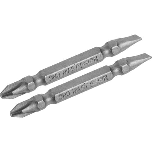 Uxcell 2 Pcs PH2/SL6 Magnetic Double Ended Screwdriver Bits, 1/4 Inch Hex Shank 2.56-inch Length S2 Power Tool