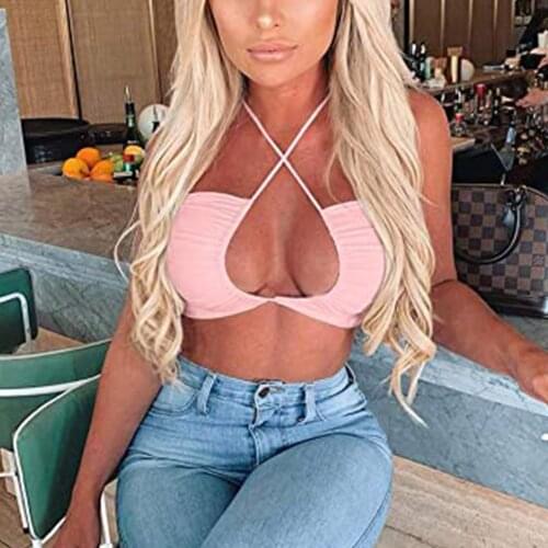 Female Tops Women Sexy Passion Solid No Steel Ring Crisscross Strappy Bow Frenulum Tops Mujer Camisole Sexy Backless Tank Top