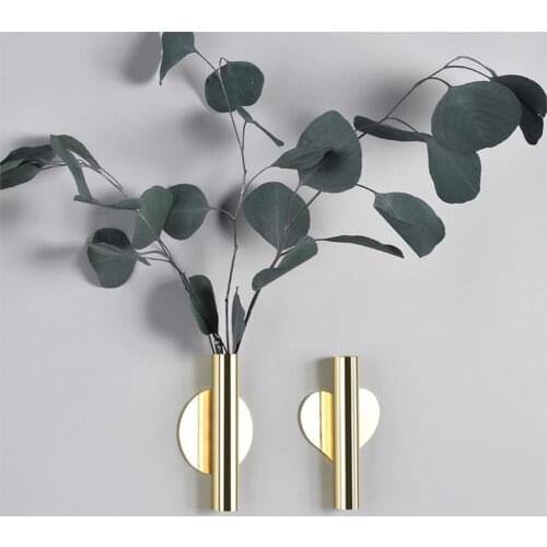 Golden Wall Mount Flower Vase Nordic Style Metal Creative Heart Shape Flower Tube DIY Flower Rack for Living Room Decoration