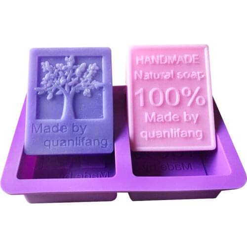 2 Cavity Rectangle Silicone Mold Tree Shaped Square Soap Mold Arts And Crafts Chocolate Cake Molding Soap Making Mold Tools