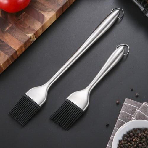 2Pcs 304 Stainless Steel High Temperature BBQ Resistant Silicone Brush Barbecue Brush Oil Brush Baking Kitchen Seasoning Brush
