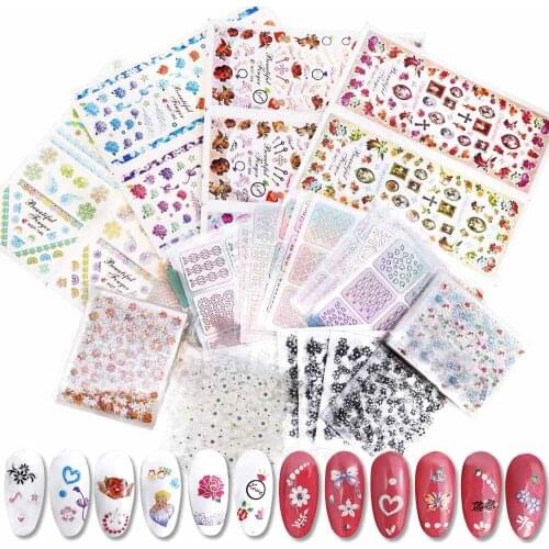 30pc/24pc/48pc 3D Nail Sticker Nails Art Sticker Fashion 3D Flower Design Girl And Women religion Empaistic Nail Slide Decals