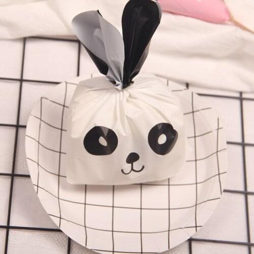 50pcs Black/Pink Cute DIY Plastic Packaging Bags Party Favors Gift Candy With Ear Pocket Kitchen Storage Bag