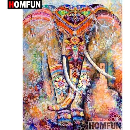 HOMFUN 5D DIY Diamond Painting Full Square/Round Drill "Color elephant" Embroidery Cross Stitch gift Home Decor Gift A07915