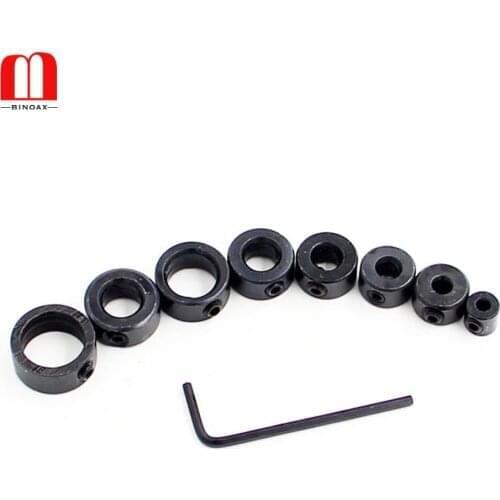 BINOAX 8Pcs Drill Depth Stop Collars Ring Dowel Shaft Chuck 3/4/5/6/8/10/12/16mm With Hex Wrench Woodworking