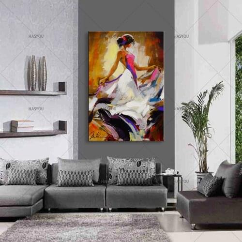 Large Hand-painted Abstract Knife Oil Painting on Canvas Handmade dancing girl Painting For Living Room Wall Art Picture Gift