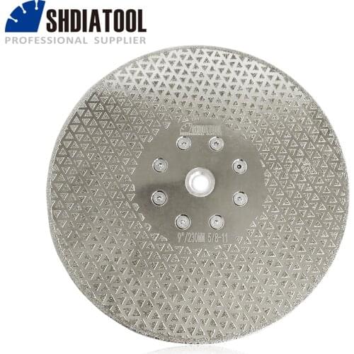SHDIATOOL 9"/230mm 5/8-11 Flange Electroplated Double Side Diamond Cutting And Grinding Discs Granite & Marble Saw Blade