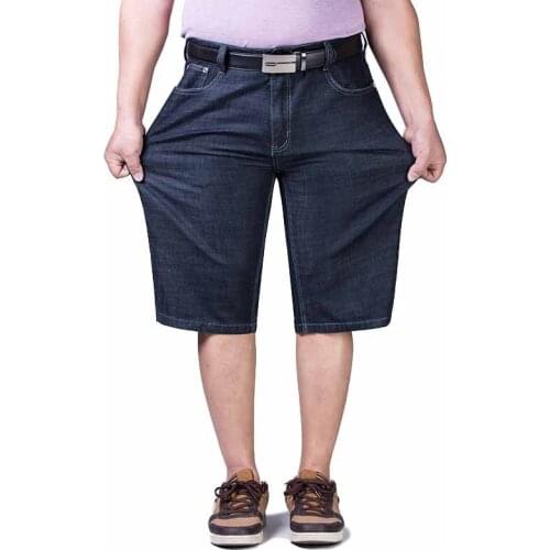 Plus size Summer jeans Mens Medium length denim Straight pants male Loose thin short jeans Washed casual pants Large size G146