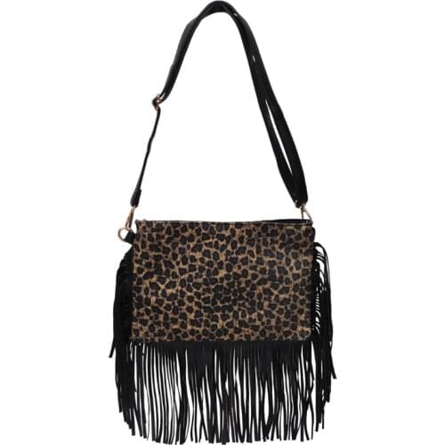 2020 Hot Selling Animal Print Tassels Female Crossbody Handbags Causal Use Canvas Crossbody for Women Dropshipping