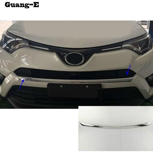 Car body cover Bumper engine ABS Chrome trims racing Front Grid Grill Grille moulding edge 1pcs For Toyota RAV4 2016 2017 2018
