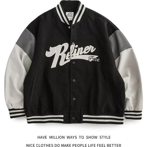 New Arrival Autumn Patchwork Cotton Letter Embroid Mens Varsity Bomber Coat Unisex Womens Baseball Jacket Vintage Streetwear