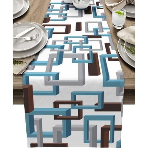 Mid Century Abstract Solid Geometry Table Runner Luxury Wedding Decoration Table Cover Christmas Decoration Tablecloth