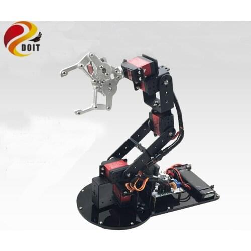 Original DOIT 6 Dof Metal Mechanical Arm Manipulator Full Set Metal Structure+1pcs Metal Mechanical Claw +6pcs High Torque Servo