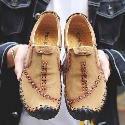 Large size 38-48 Men Fashion Genuine Leather Casual Loafers Soft Comfortable Breathable Flats Shoes Men Moccasins Driving Shoes