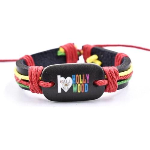 Vintage printing cowhide bracelet adjustable color thread braided bracelet mens dazzling hot sale cool hand jewelry wholesale