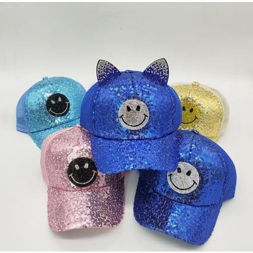 New Children cartoon Baseball Cap Smiley Snapback Sun Protection Caps Mesh Kids Baby Trucker Sun Hat