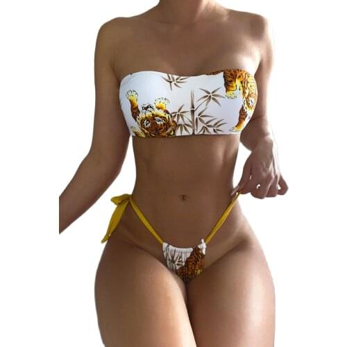 New Animal Print Bikini Bandage Swimsuit Womens Swimsuit Beach Bikini Push Up Stroje K Pielowe Damskie
