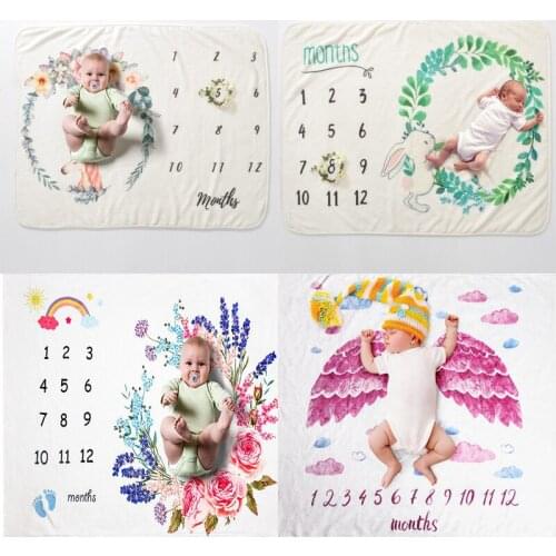 Newborn baby Monthly Growth Milestone Blanket photography props Background Cloth Commemorate Rug
