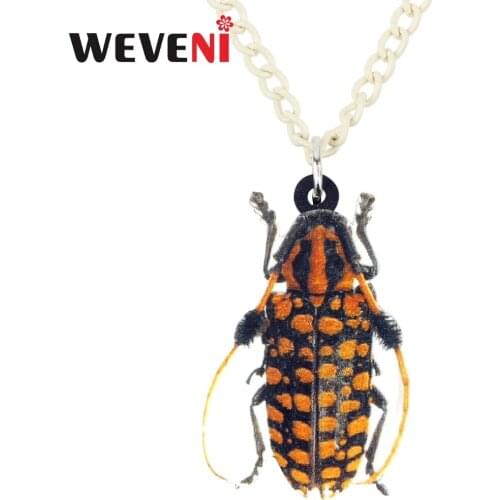 WEVENI Original Acrylic Fashion Beetle Insect Necklace Pendant Chain Choker Bijoux Jewelry For Women Girls Femme Kids Dropship