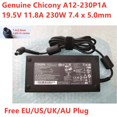 Genuine Chicony 19.5V 11.8A 230W 7.4 x 5.0mm A12-230P1A AC Adapter For MSI GT72S G752VY GE63VR ADP-230EB T A230A006L A230A011L