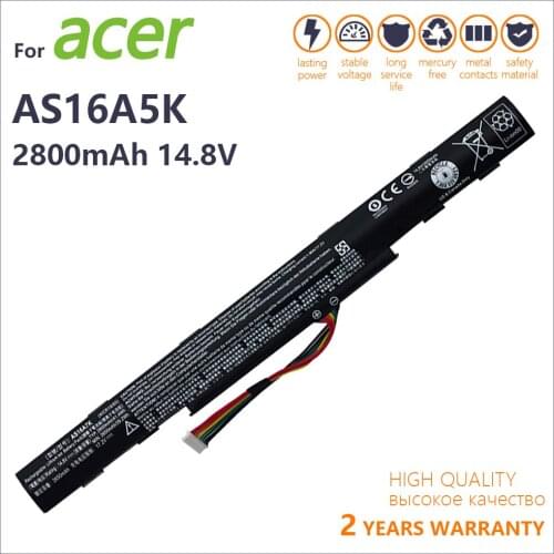 Genuine new AS16A5K (4ICR19/66) AS16A7K AS16A8K For Acer Aspire E15 E5-475 E5-575 E5-476 ES1-432 laptop batteria 14.8V 2800mah